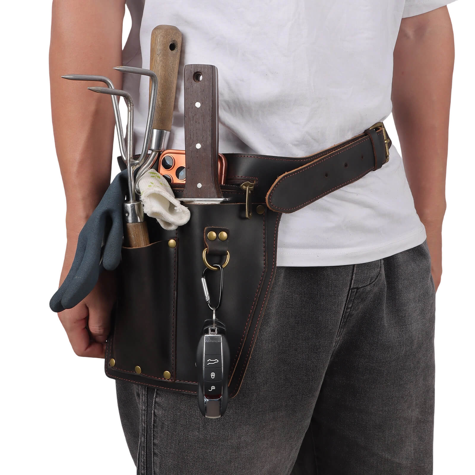Tourbon Leather Gardening Tool Belt for Gardeners, Farmers & DIY