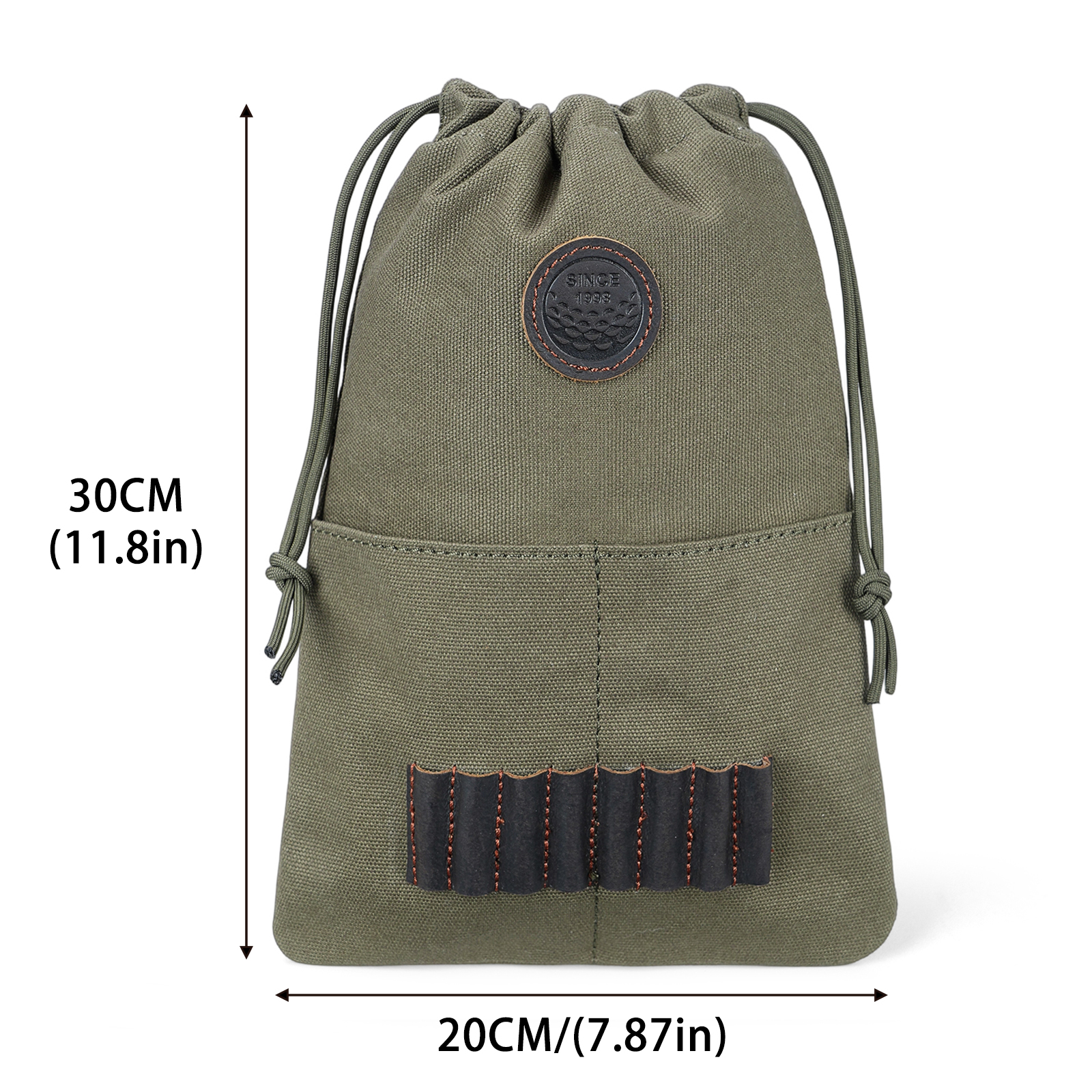 TOURBON Canvas Golf Ball Bag with Leather Tee Holder Olive Green