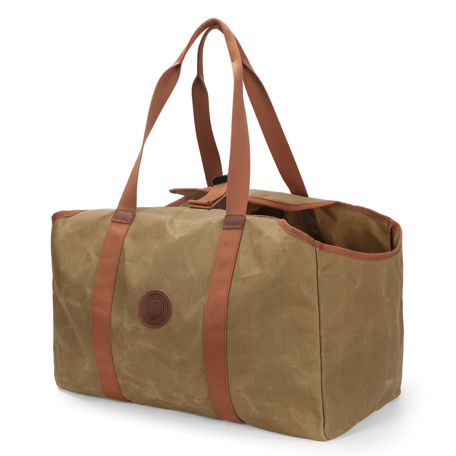 Waxed Canvas Firewood Log Carrier Tote with Axe Holder | Tourbon