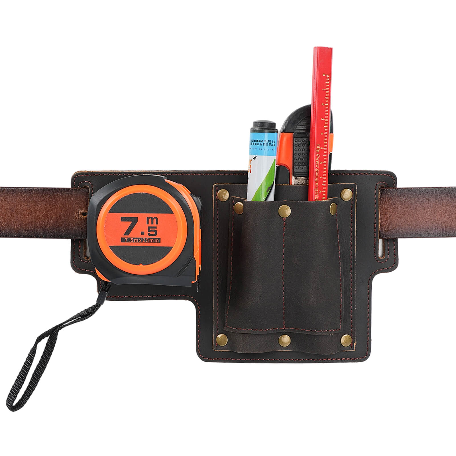 Tourbon 4-in-1 Full Grain Leather Tool Pouch - Heavy Duty Belt Utility Bag
