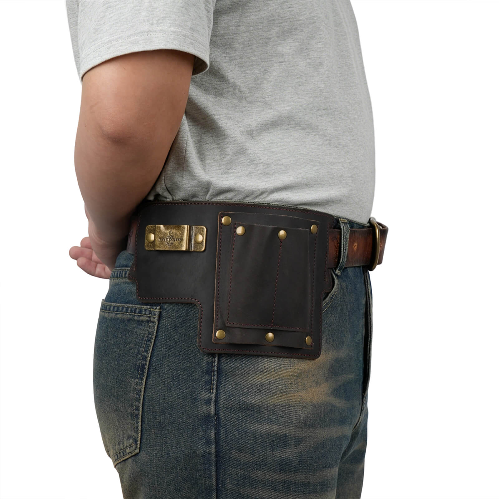 Tourbon 4-in-1 Full Grain Leather Tool Pouch - Heavy Duty Belt Utility Bag