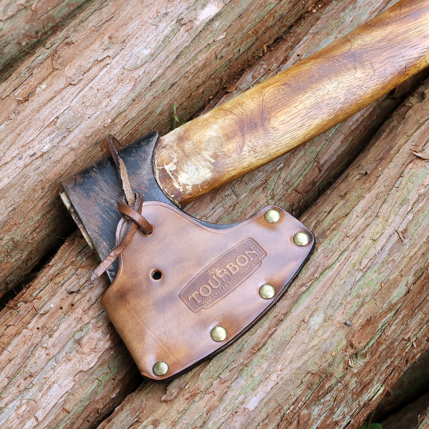 TOURBON Leaher Axe Head Sheath with Leather Adjustable Strap