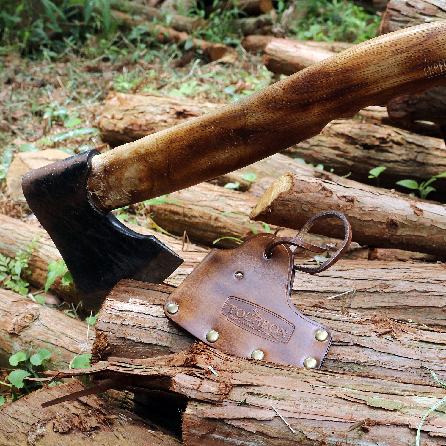 TOURBON Leaher Axe Head Sheath with Leather Adjustable Strap