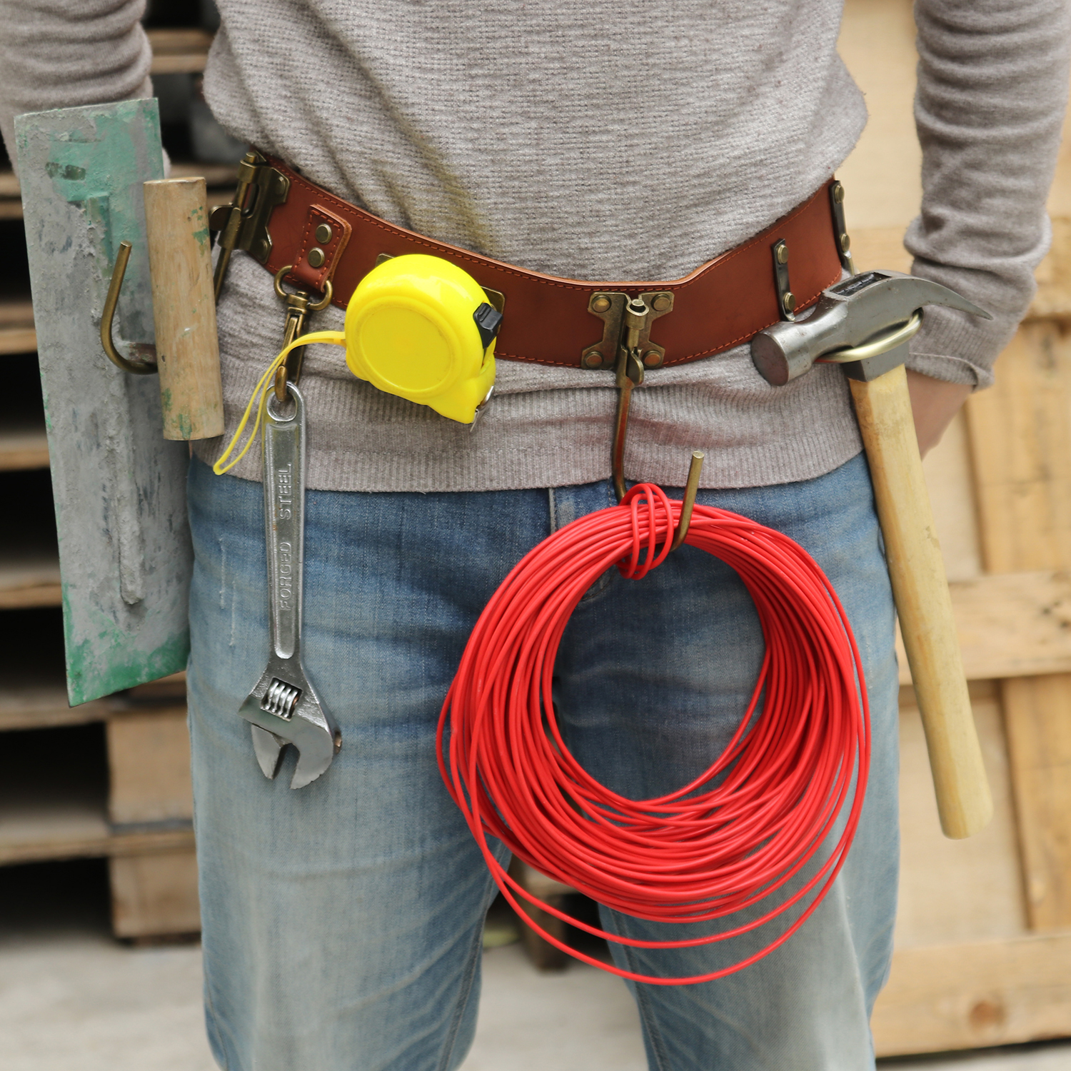 TOURBON Tool Belt Hanging Hooks Hammer Hatchet Holder Drill Holster