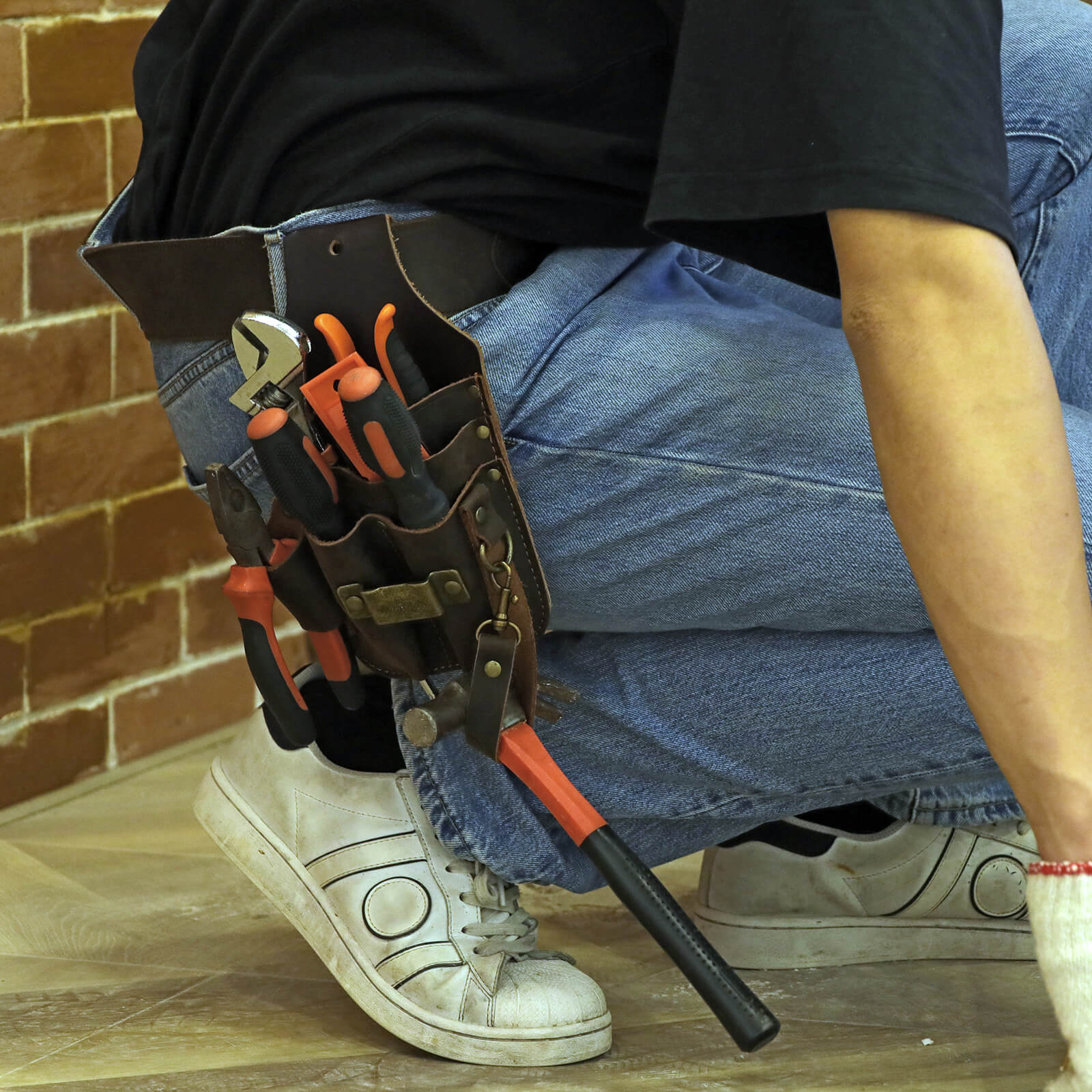 Tourbon Leather Electrician Holster Multipurpose Tool Pouch 5 Pockets 