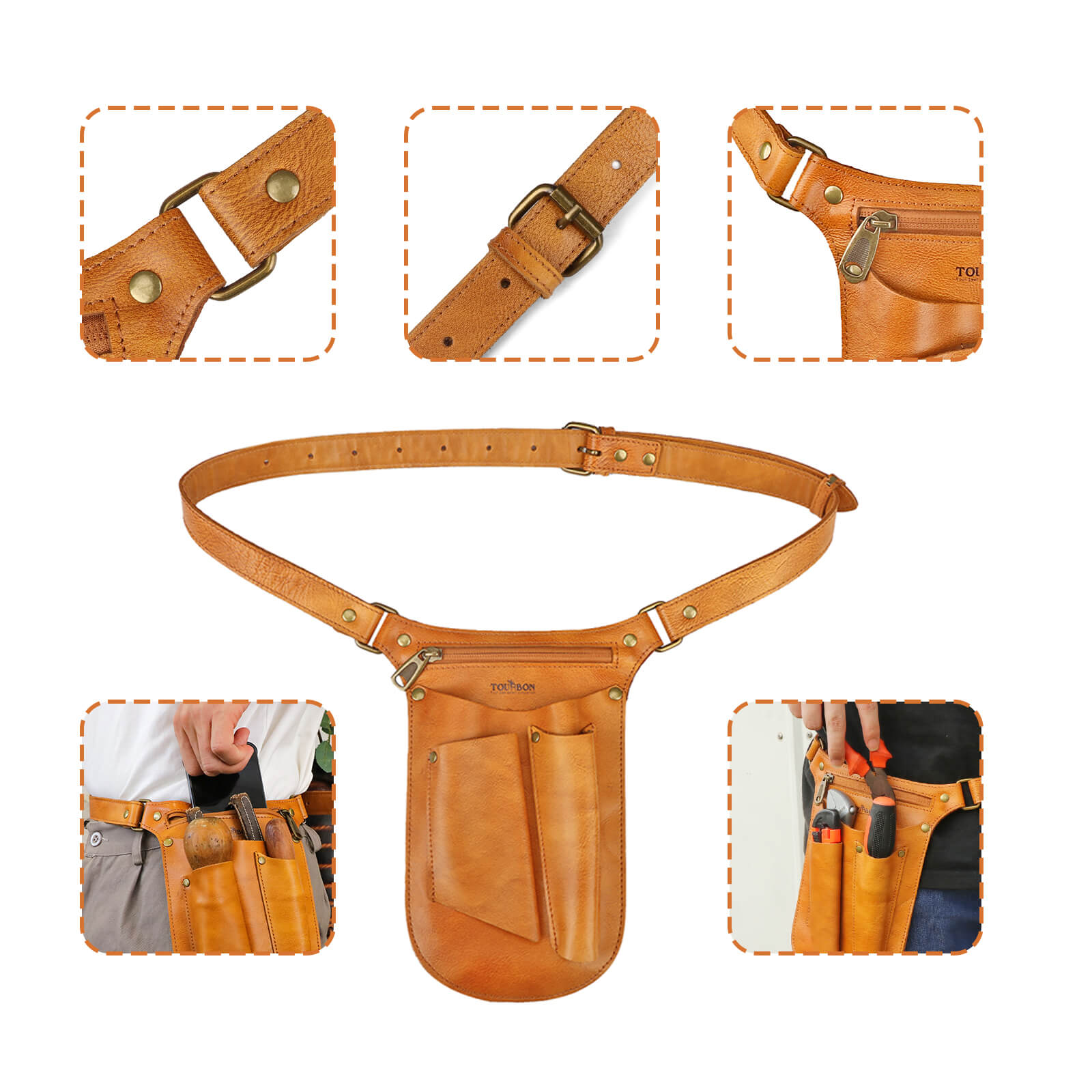 Tourbon Leather Gardening Belt Florist Tool Bag Gardener Holster 