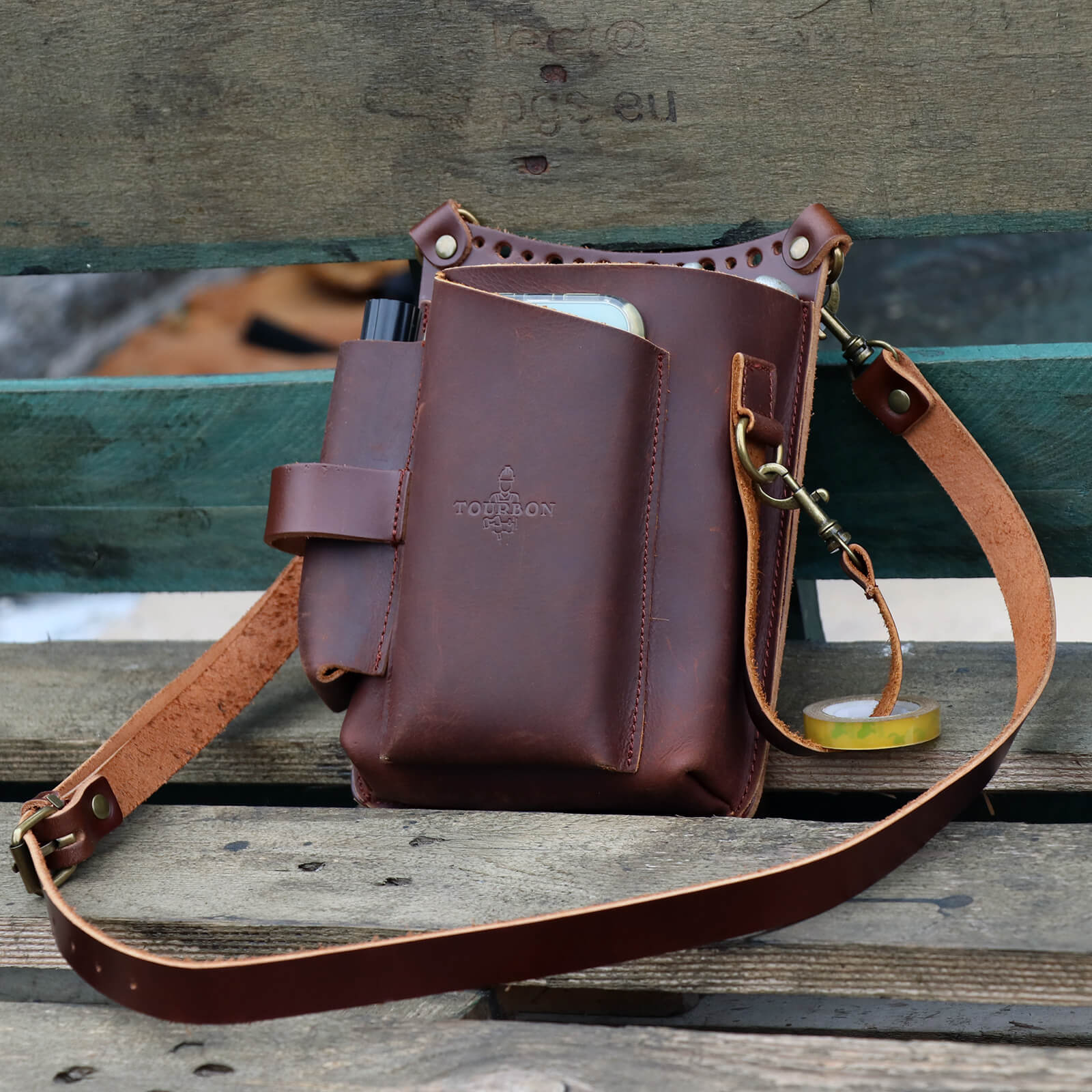 Tourbon Leather Scissor Belt Pouch Bag Electrician Gardening Holster-TOURBONSTORE
