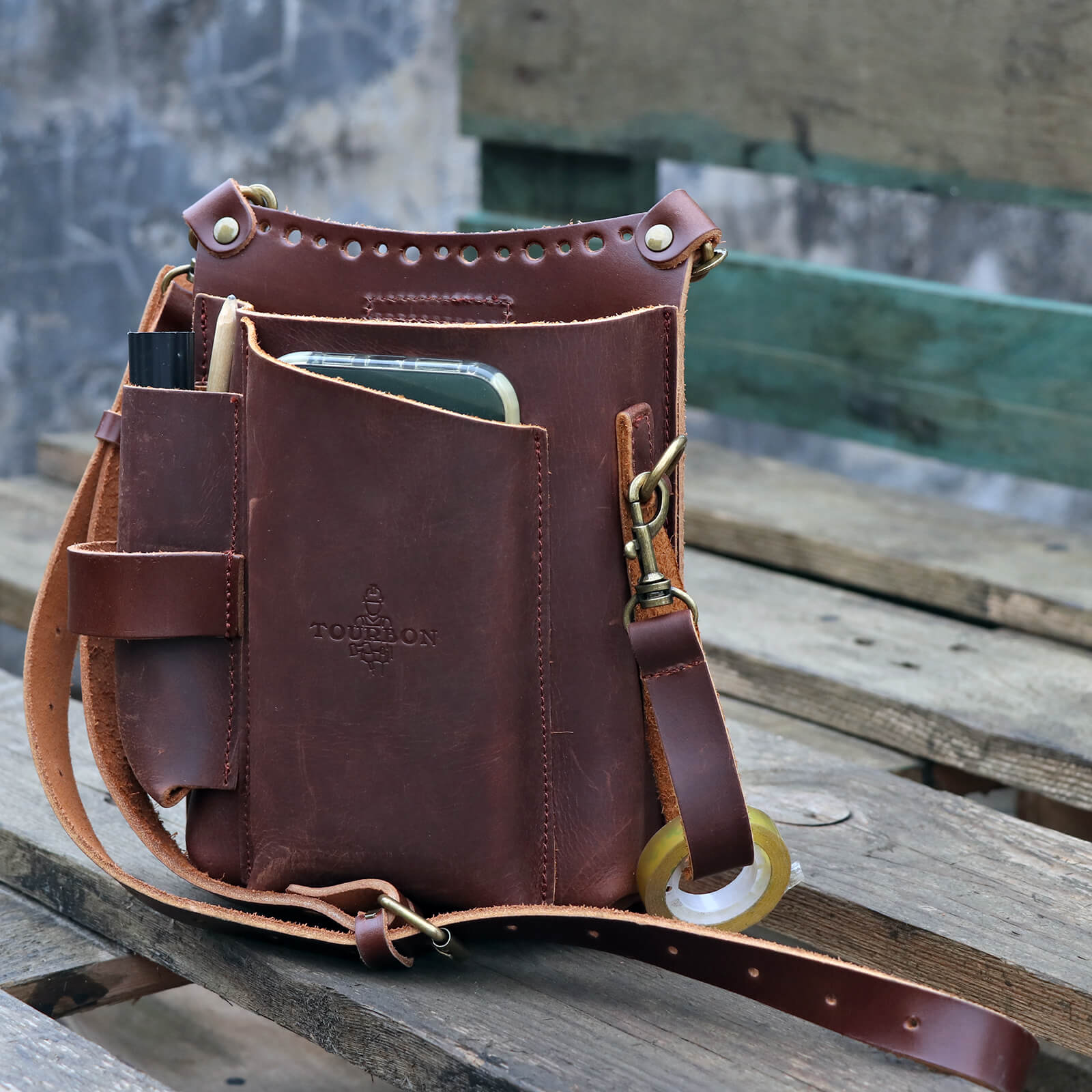 Tourbon Leather Scissor Belt Pouch Bag Electrician Gardening Holster-TOURBONSTORE