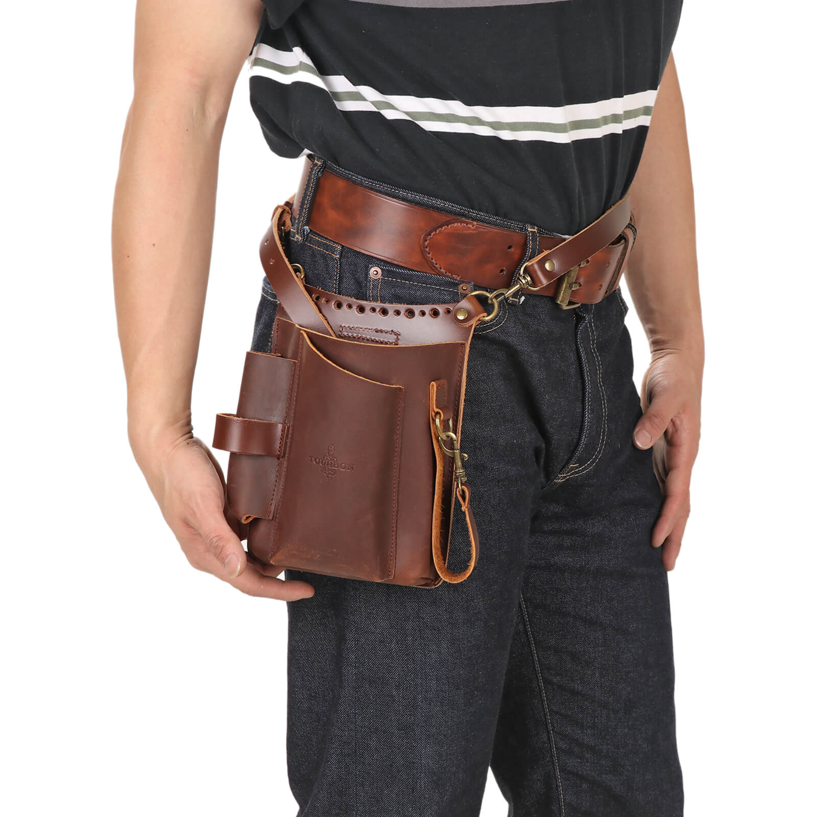 Tourbon Leather Scissor Belt Pouch Bag Electrician Gardening Holster-TOURBONSTORE