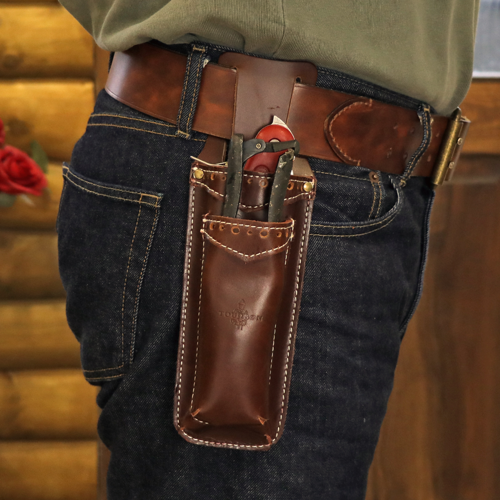 Tourbon Leather Gardening Florist Pouch Multipurpose Tool Holder