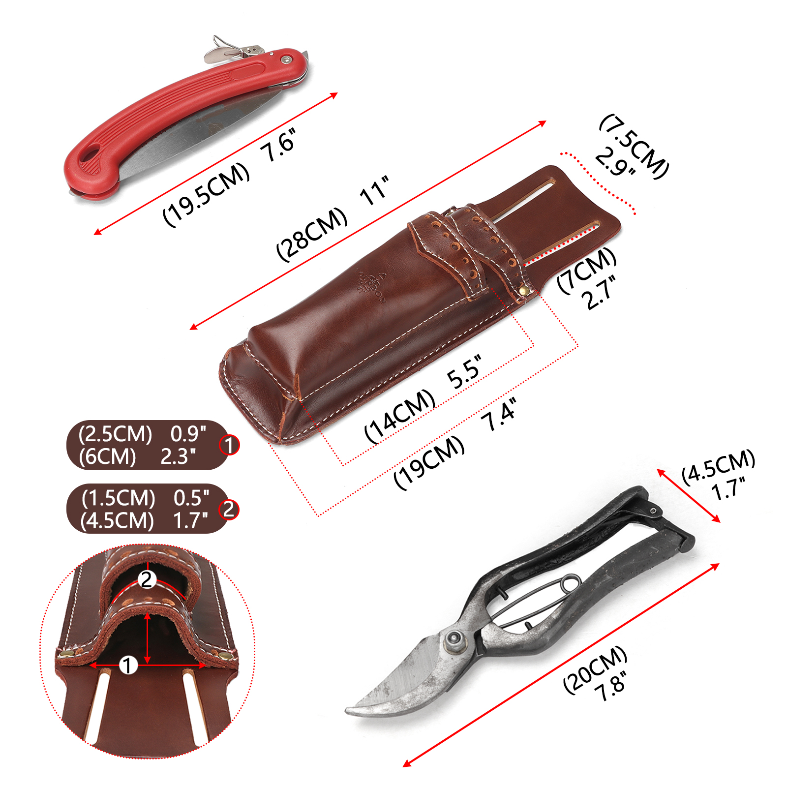 Tourbon Leather Gardening Florist Pouch Multipurpose Tool Holder