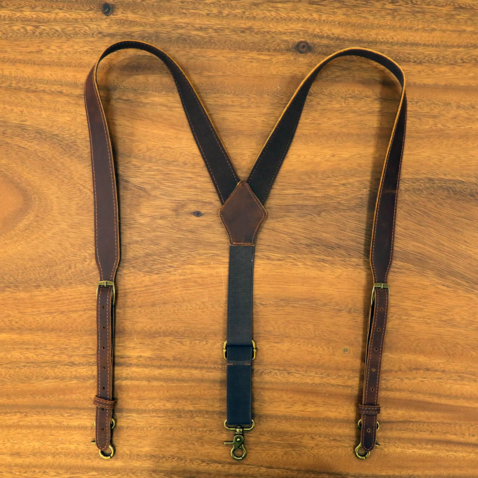 Tourbon Leather Suspenders for Men Heavy Duty Adjustable 