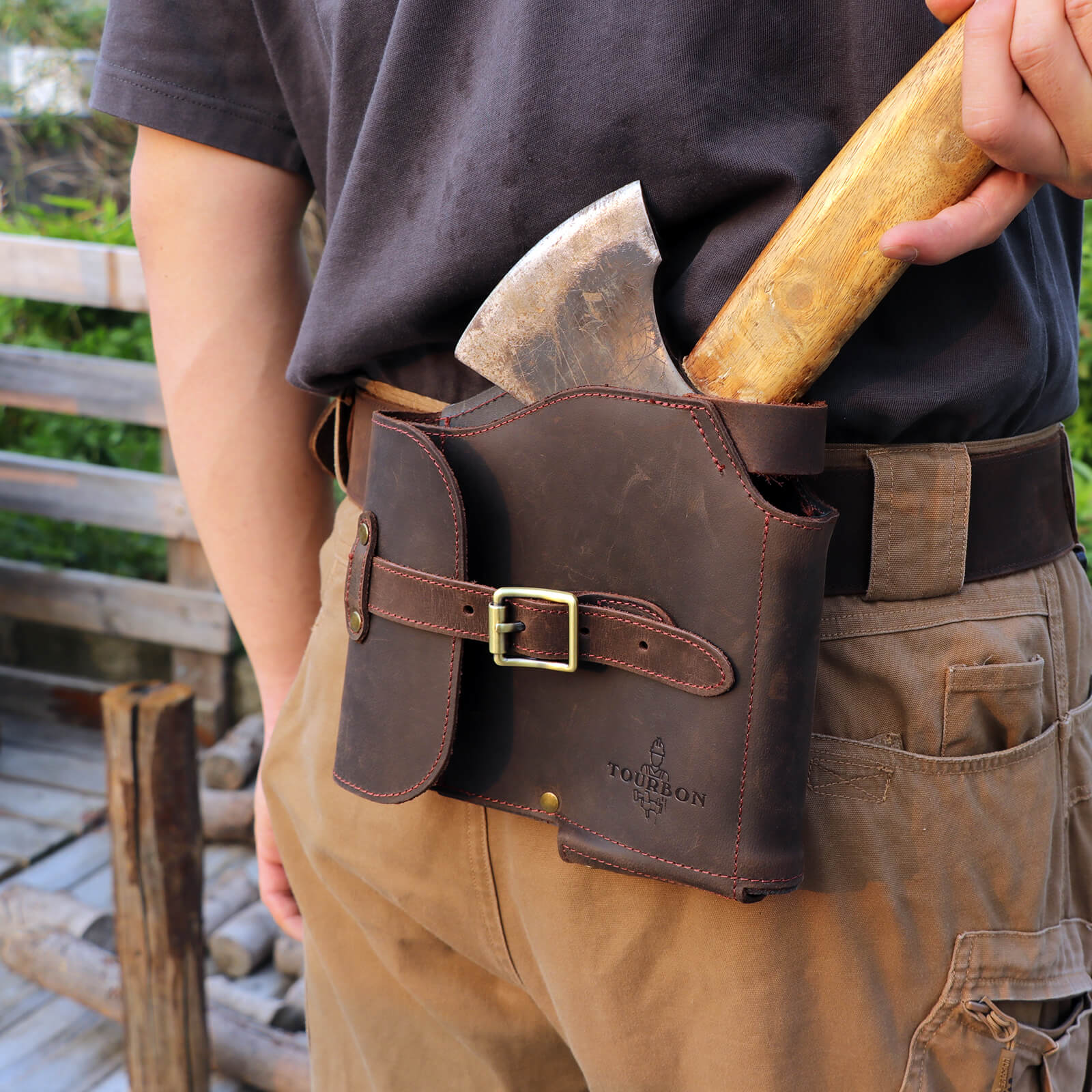 Tourbon Outdoor Loggers Felling Axe Sheath Leather with Belt Loop