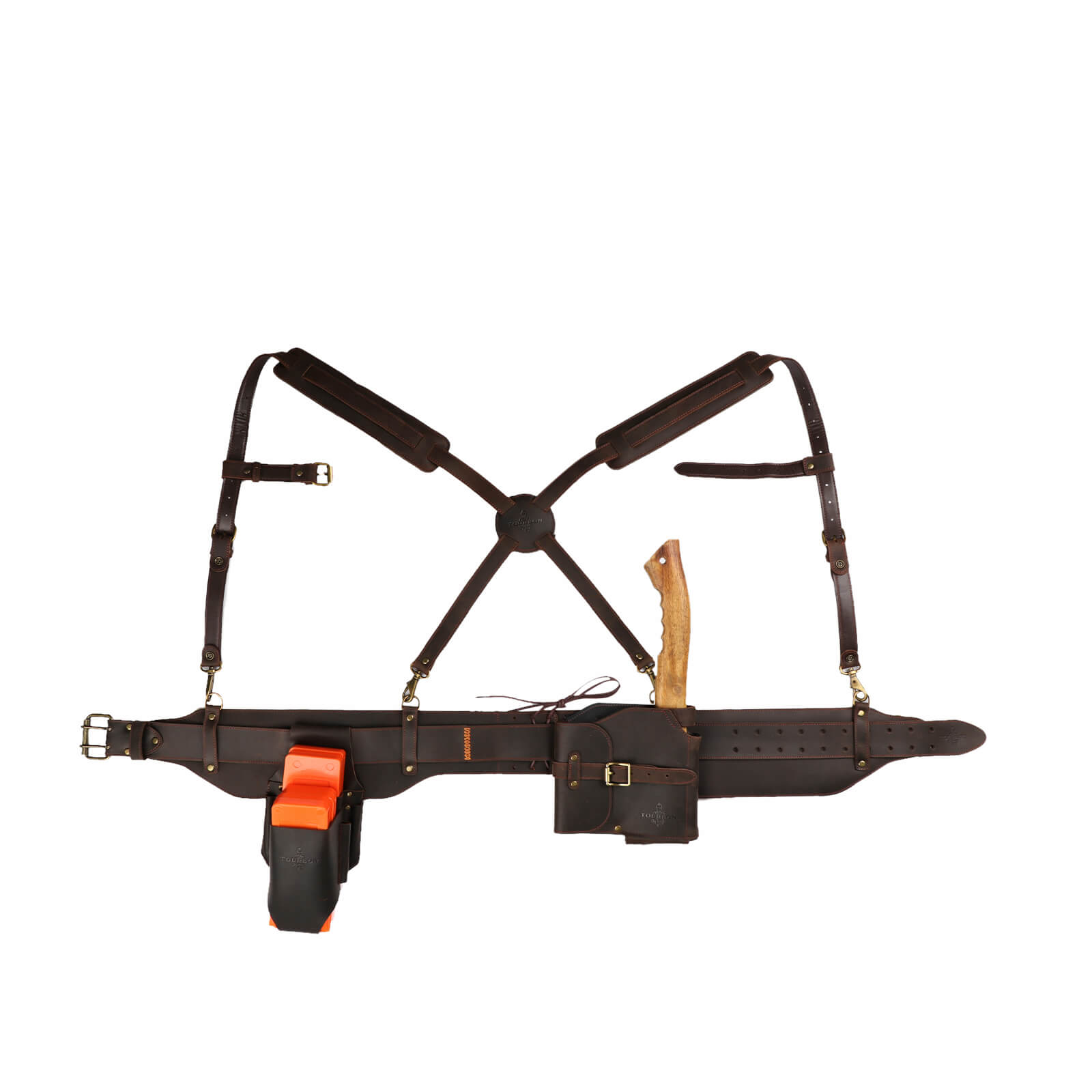 Tourbon Leather Logging Belt Kit Tool Belts for Tree Cutting Electricians Construction Workers