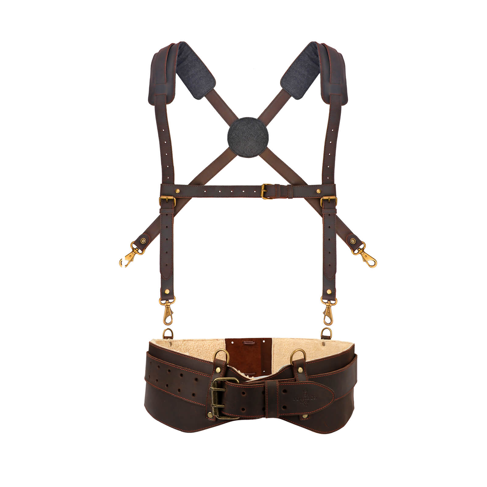 Tourbon Leather Logging Belt Kit Tool Belts for Tree Cutting Electricians Construction Workers