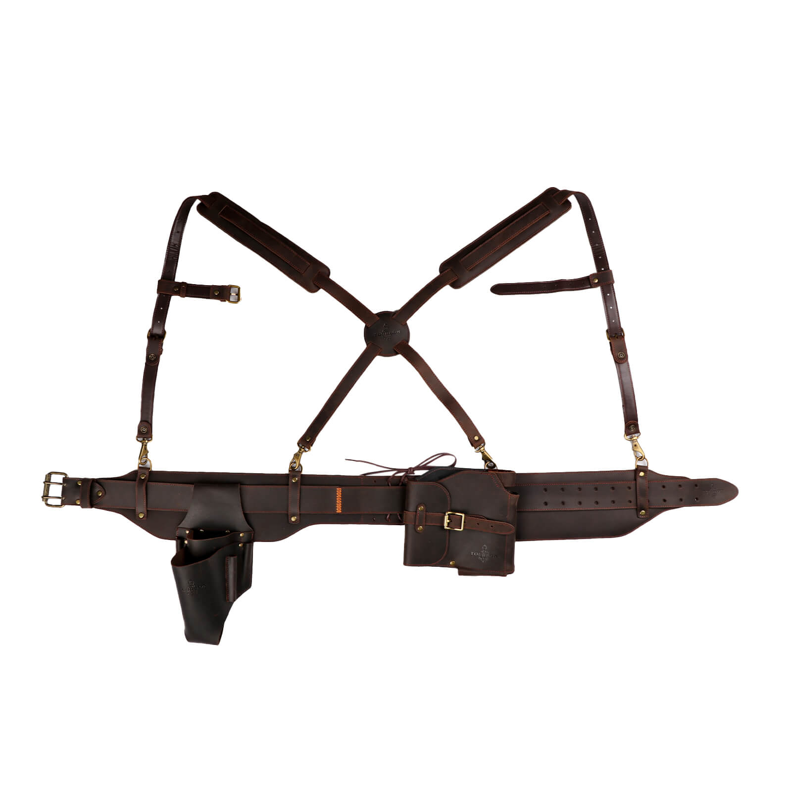 Tourbon Leather Logging Belt Kit Tool Belts for Tree Cutting Electricians Construction Workers