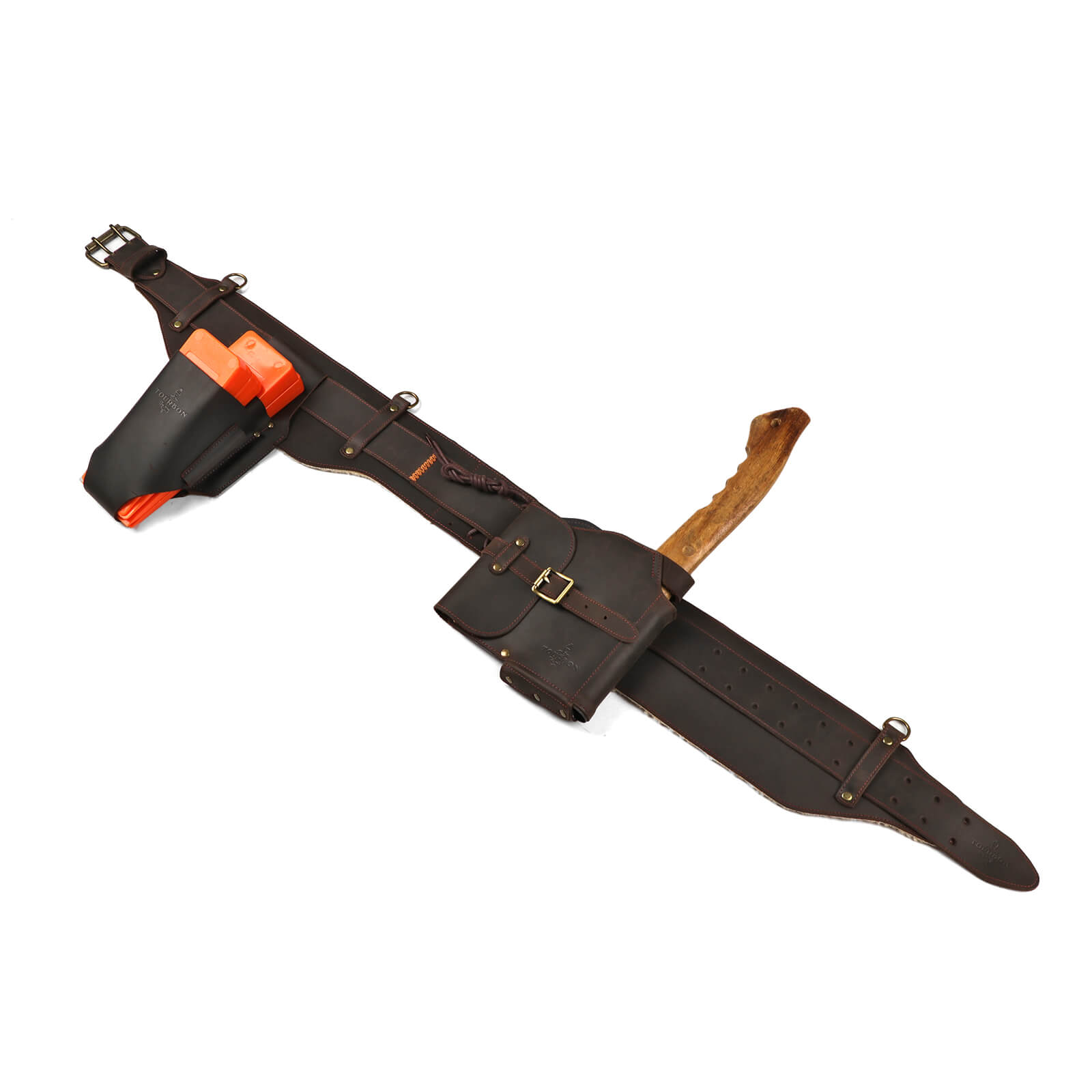 Tourbon Leather Logging Belt Kit Tool Belts for Tree Cutting Electricians Construction Workers