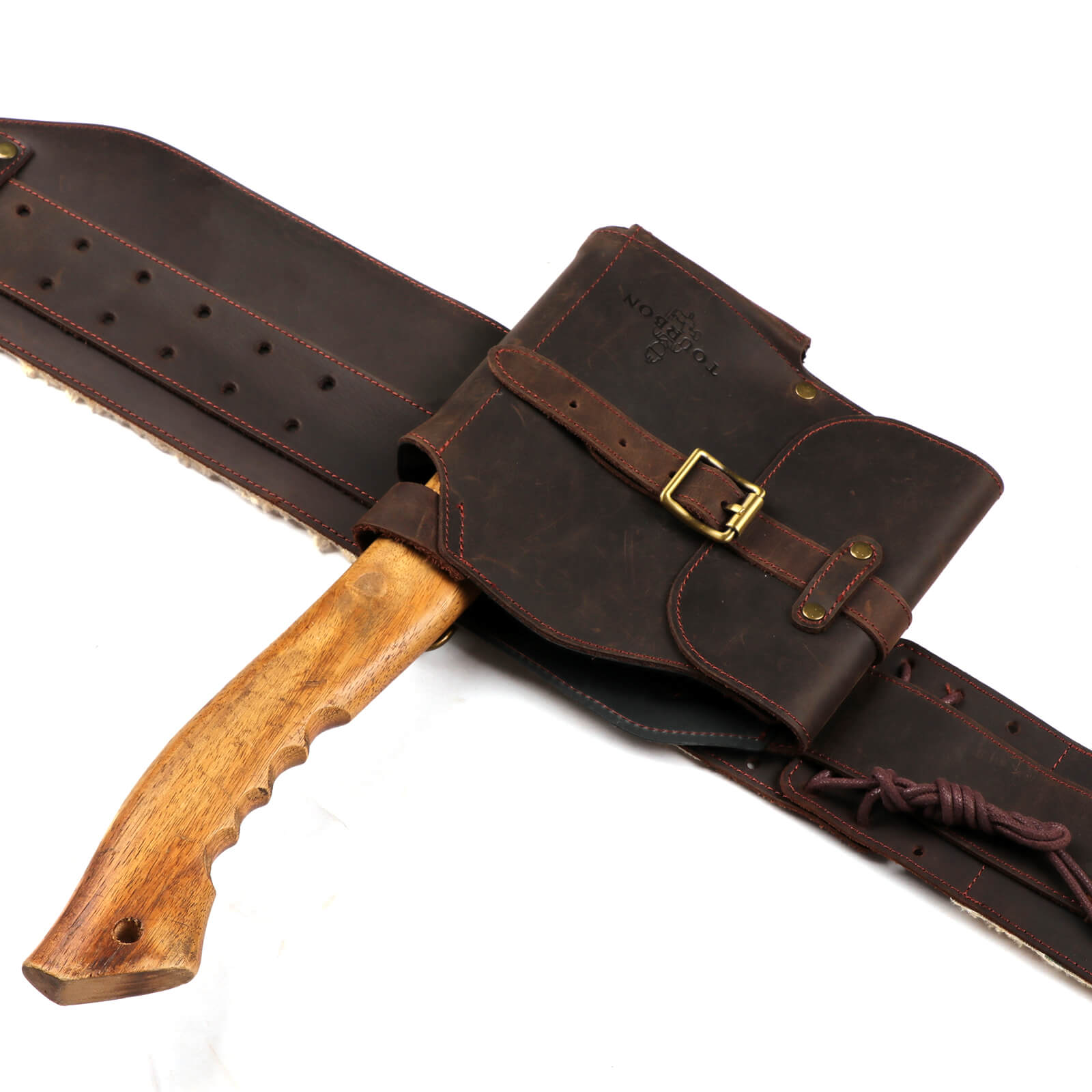 Tourbon Leather Logging Belt Kit Tool Belts for Tree Cutting Electricians Construction Workers