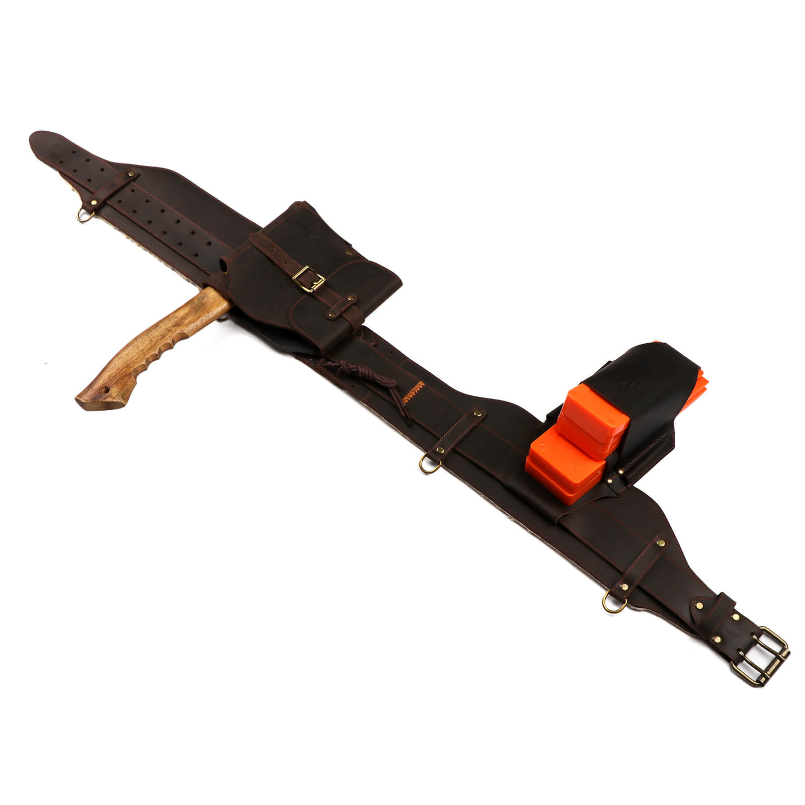 Tourbon Leather Logging Belt Kit Tool Belts for Tree Cutting Electricians Construction Workers
