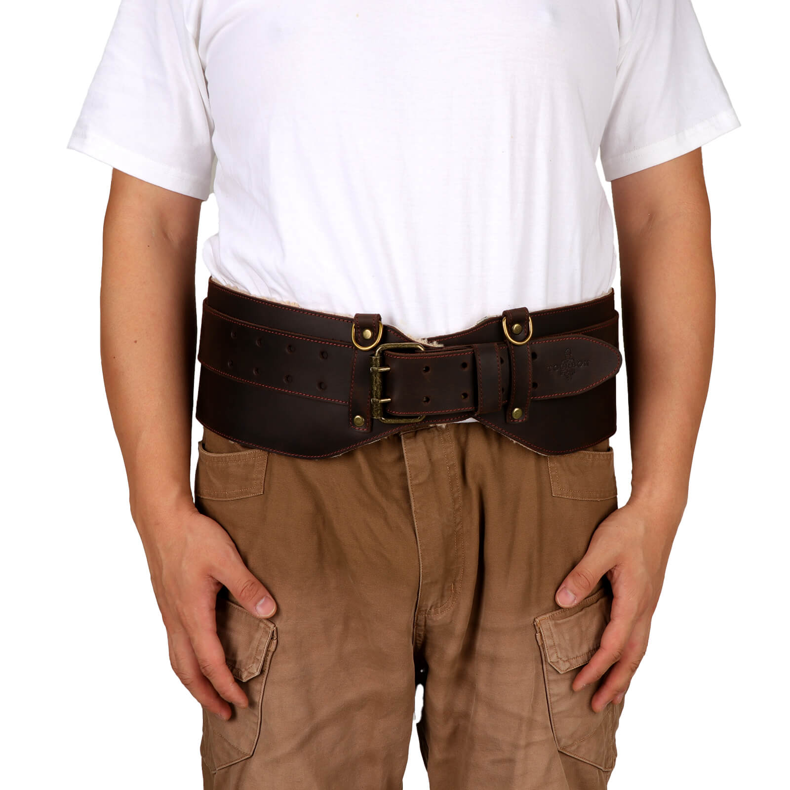 Tourbon Leather Logging Belt Kit Tool Belts for Tree Cutting Electricians Construction Workers