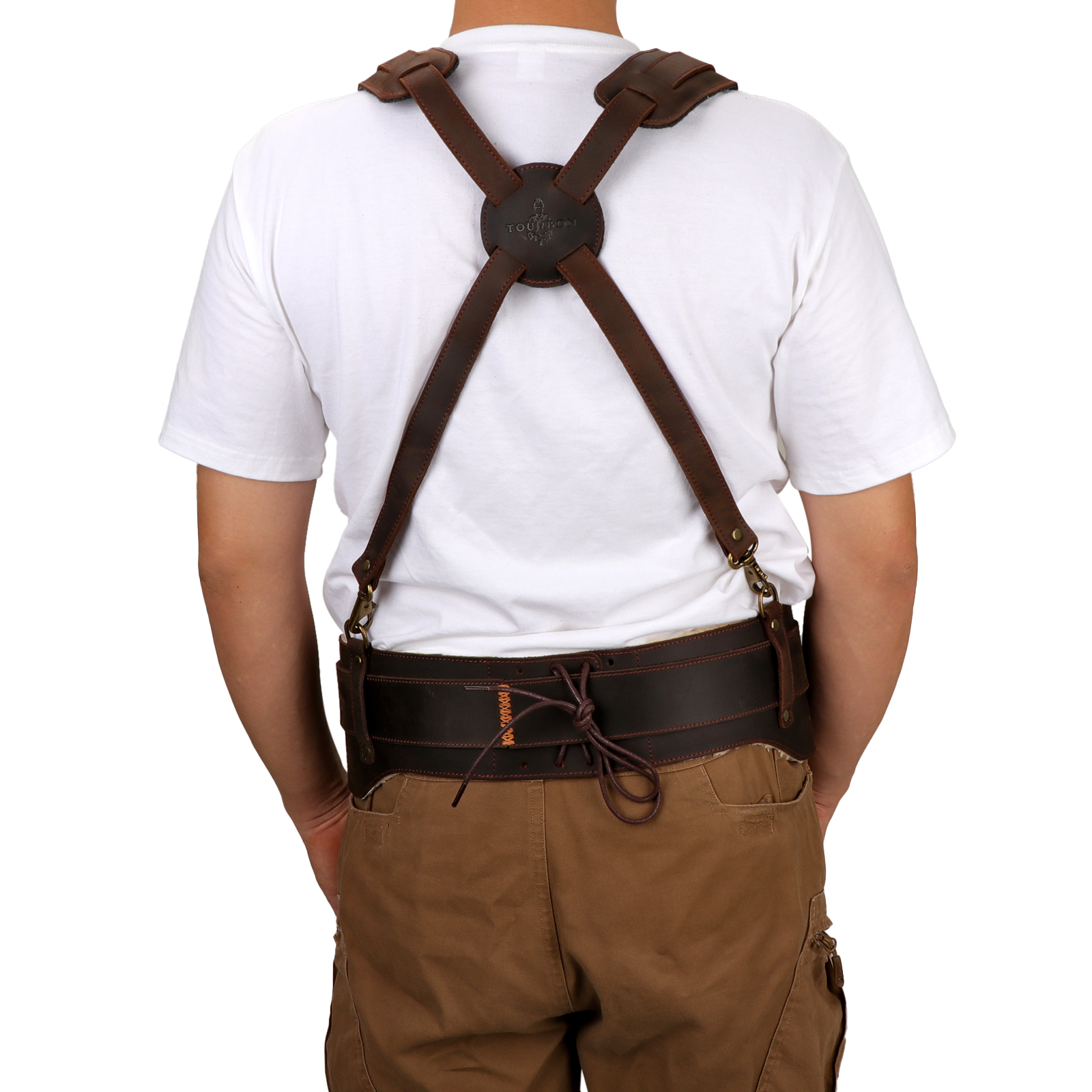 Tourbon Leather Logging Belt Kit Tool Belts for Tree Cutting Electricians Construction Workers