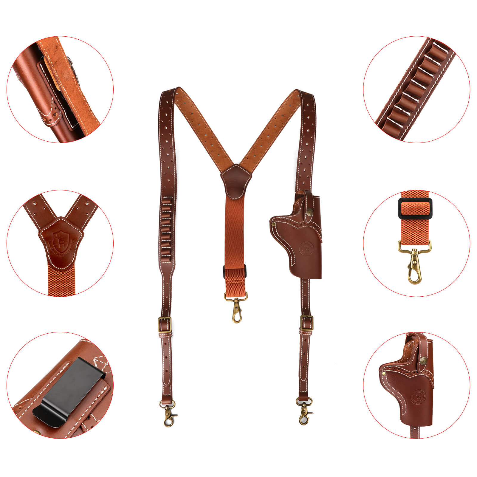 TOURBON Hunting Suspenders with Leather Holster for Men Women, image size:1600x1600