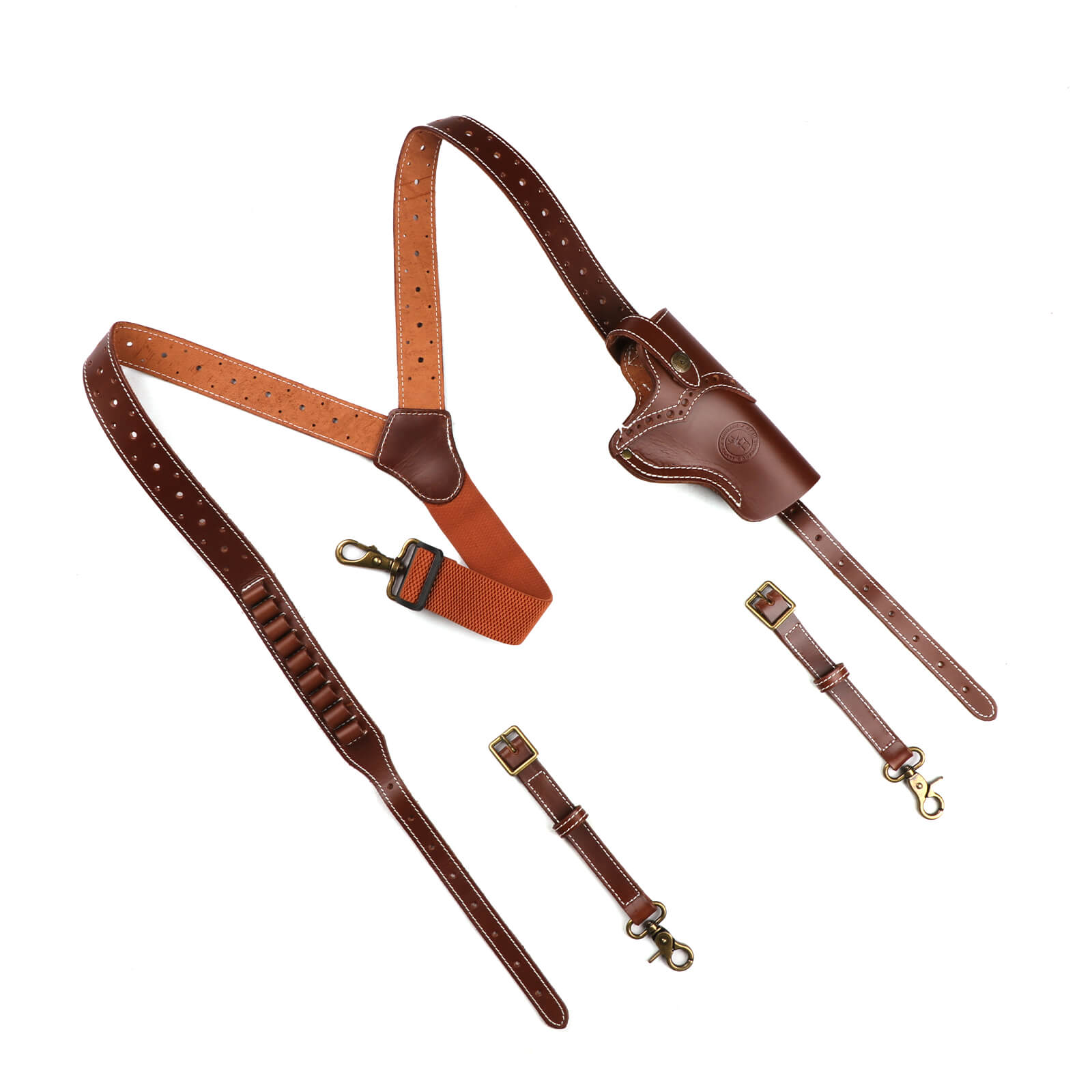 TOURBON Hunting Suspenders with Leather Holster for Men Women