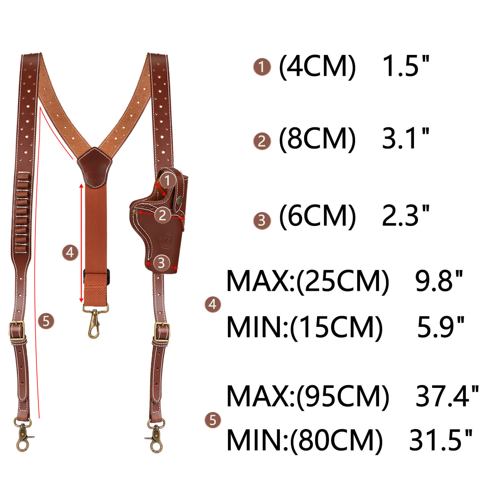 TOURBON Hunting Suspenders with Leather Holster for Men Women