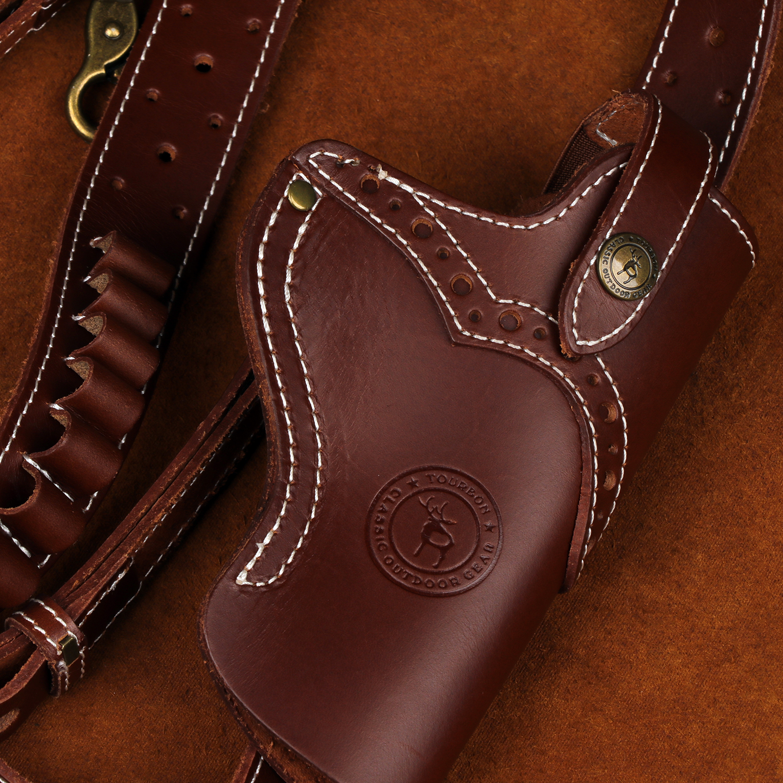 TOURBON Hunting Suspenders with Leather Holster for Men Women