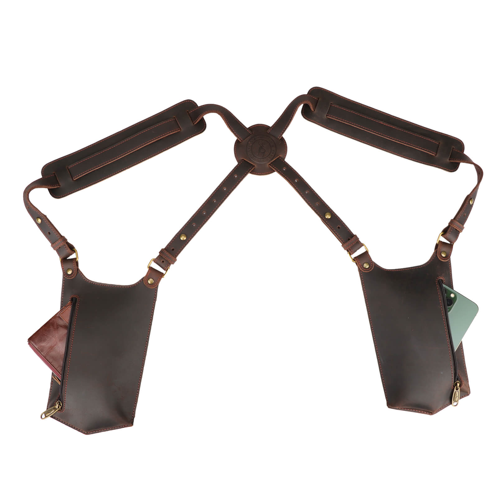 Tourbon Leather Shoulder Holster Phone Holder Anti-Theft Bag