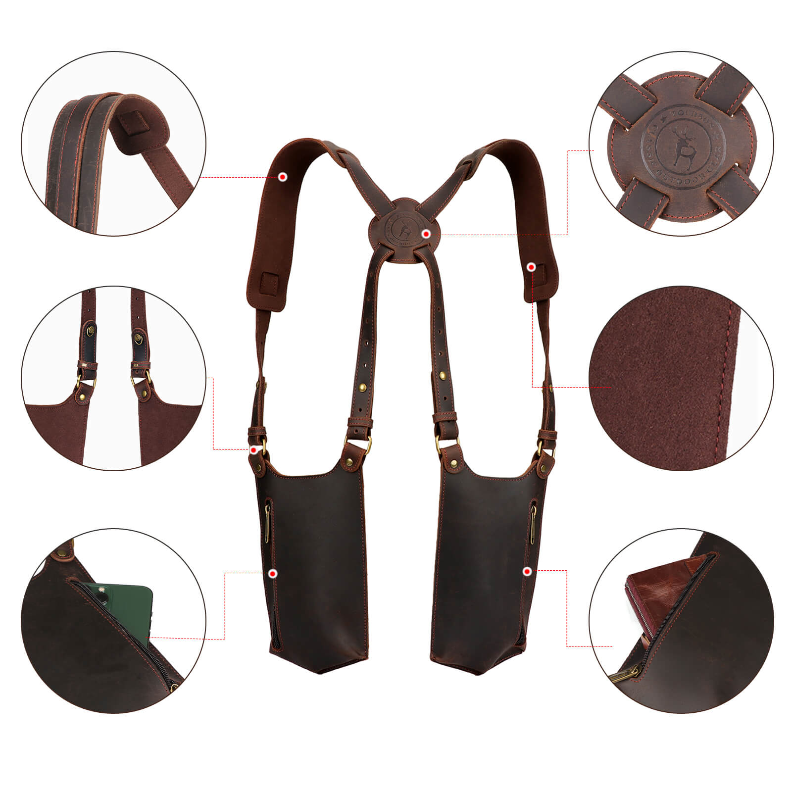Tourbon Leather Shoulder Holster Phone Holder Anti-Theft Bag