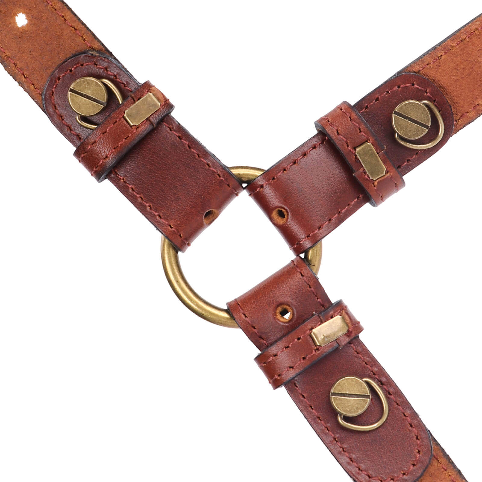 TOURBON Men's Genuine Leather Harness Suspenders Adjustable Vintage Braces