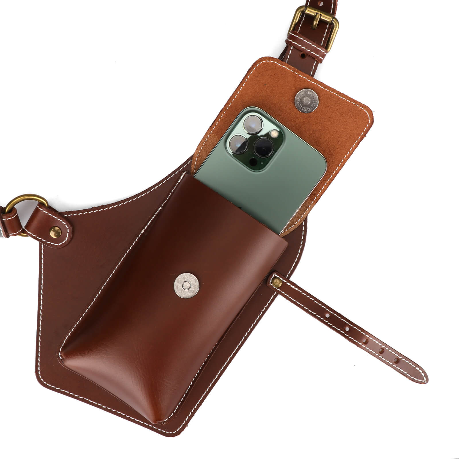 Tourbon Leather Shoulder Holster Multipurpose Concealed Phone Pouch