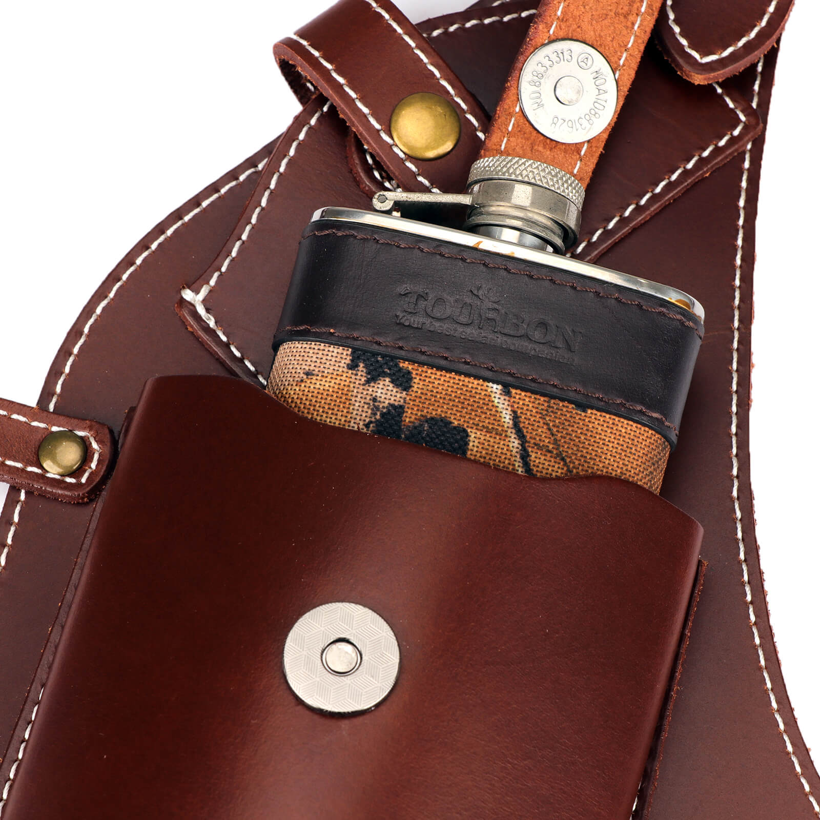Tourbon Leather Shoulder Holster Multipurpose Concealed Phone Pouch