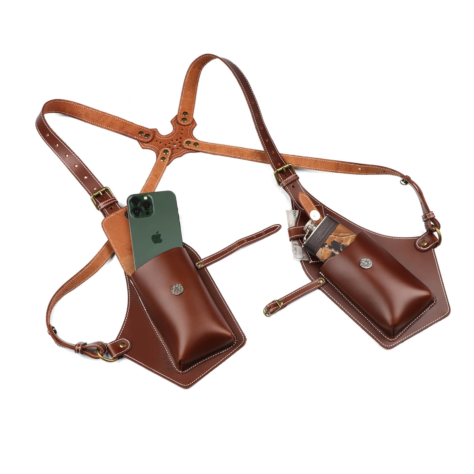Tourbon Leather Shoulder Holster Multipurpose Concealed Phone Pouch