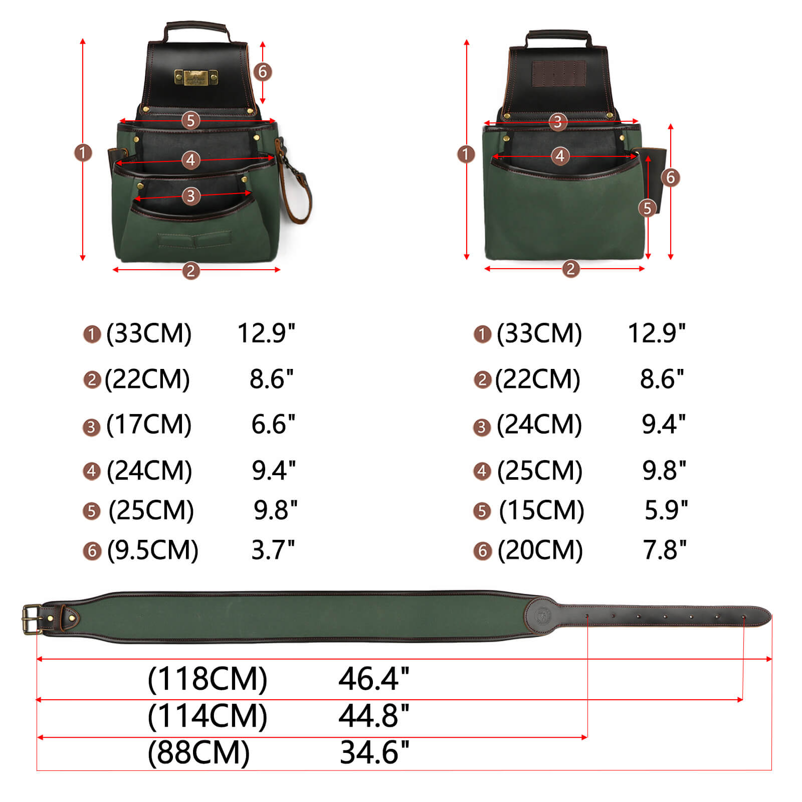 Tourbon Tool Belt Suspenders Heavy Duty 3 Points Padded Construction Work Pouch