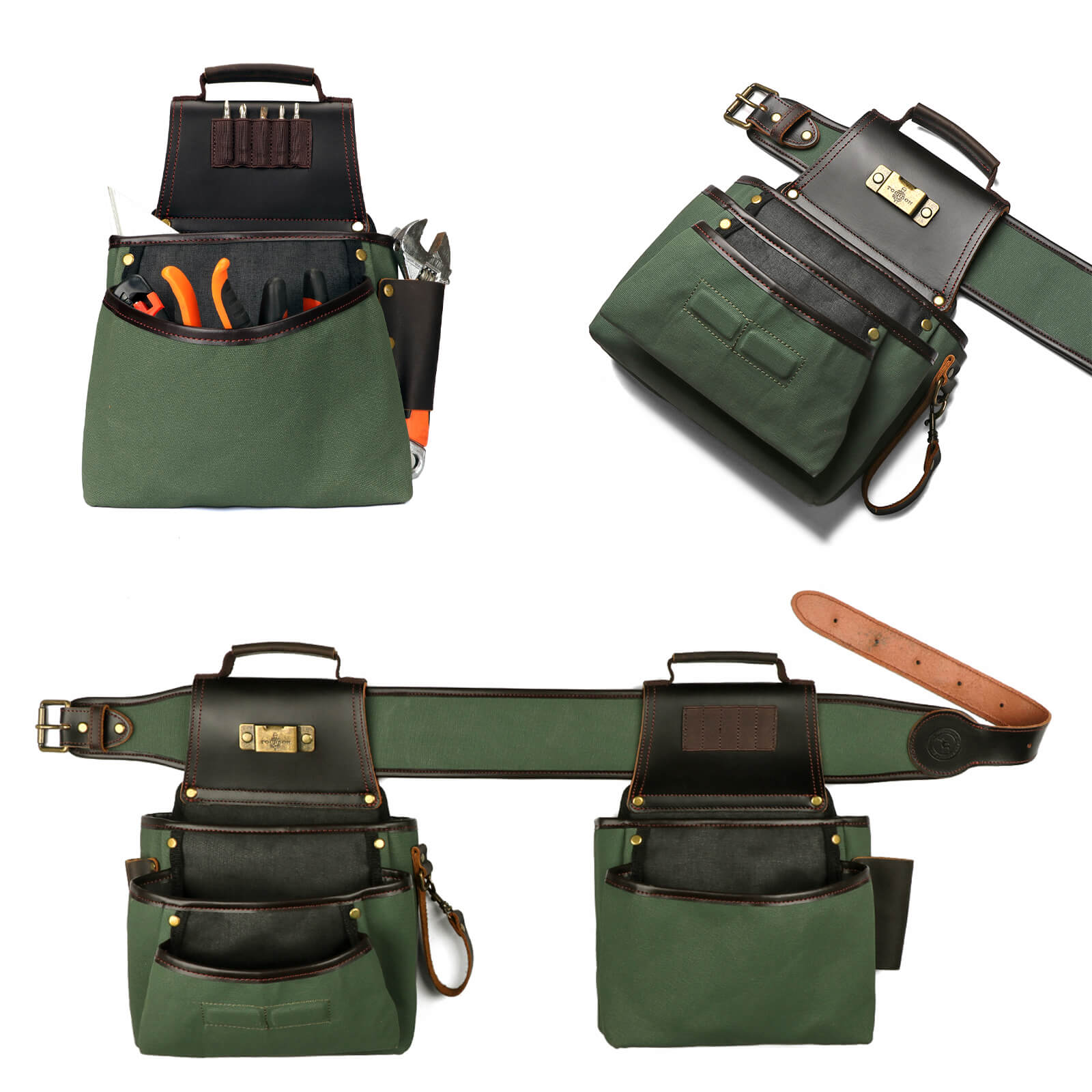 Tourbon Tool Belt Suspenders Heavy Duty 3 Points Padded Construction Work Pouch