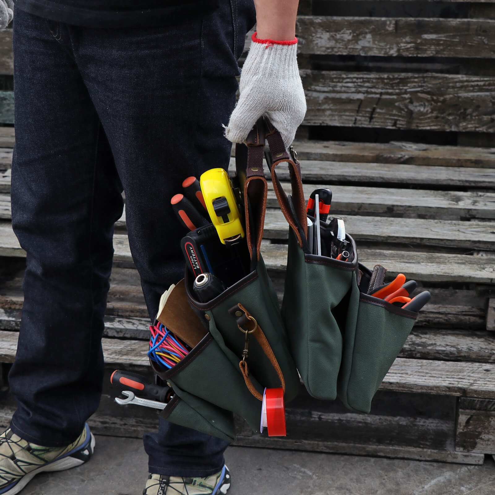 Tourbon Tool Belt Suspenders Heavy Duty 3 Points Padded Construction Work Pouch