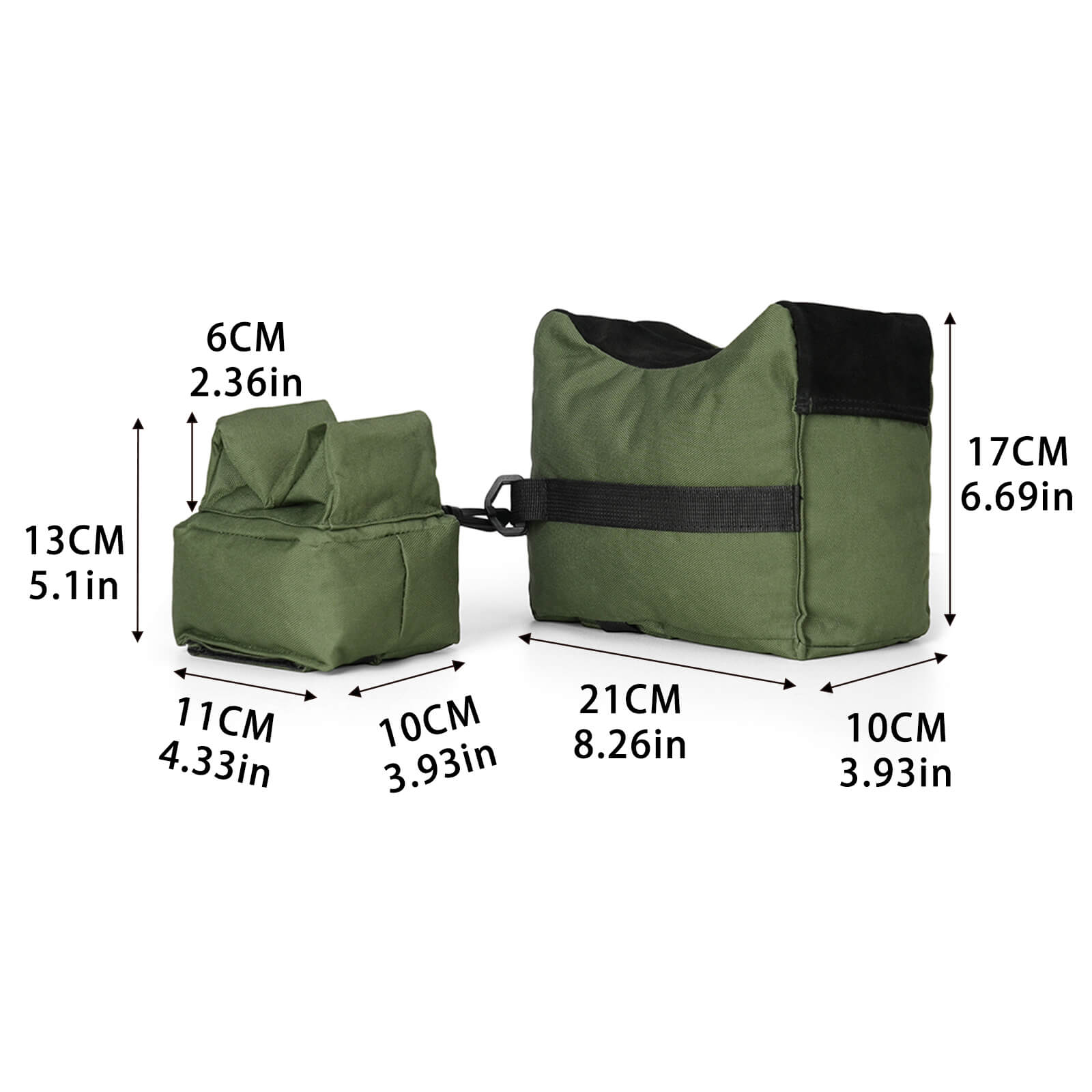 TOURBON Shooting Rest Bag Unfilled Front and Rear Support Bags