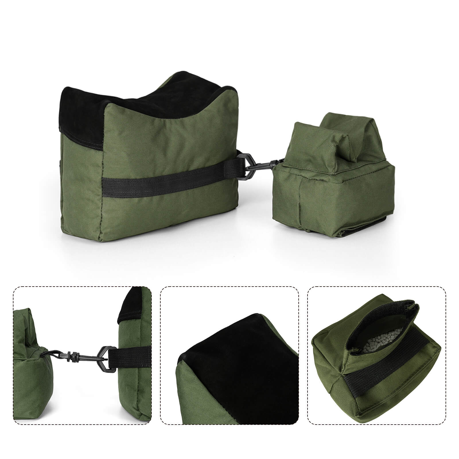 TOURBON Shooting Rest Bag Unfilled Front and Rear Support Bags