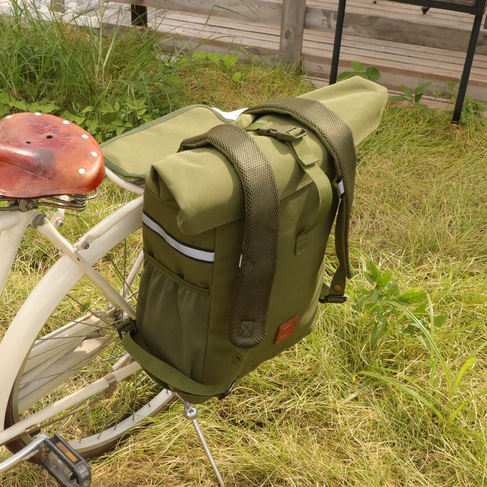 TOURBON Nylon Backpack Pannier Bike Rear Rack Bag Bicycle Saddlebag