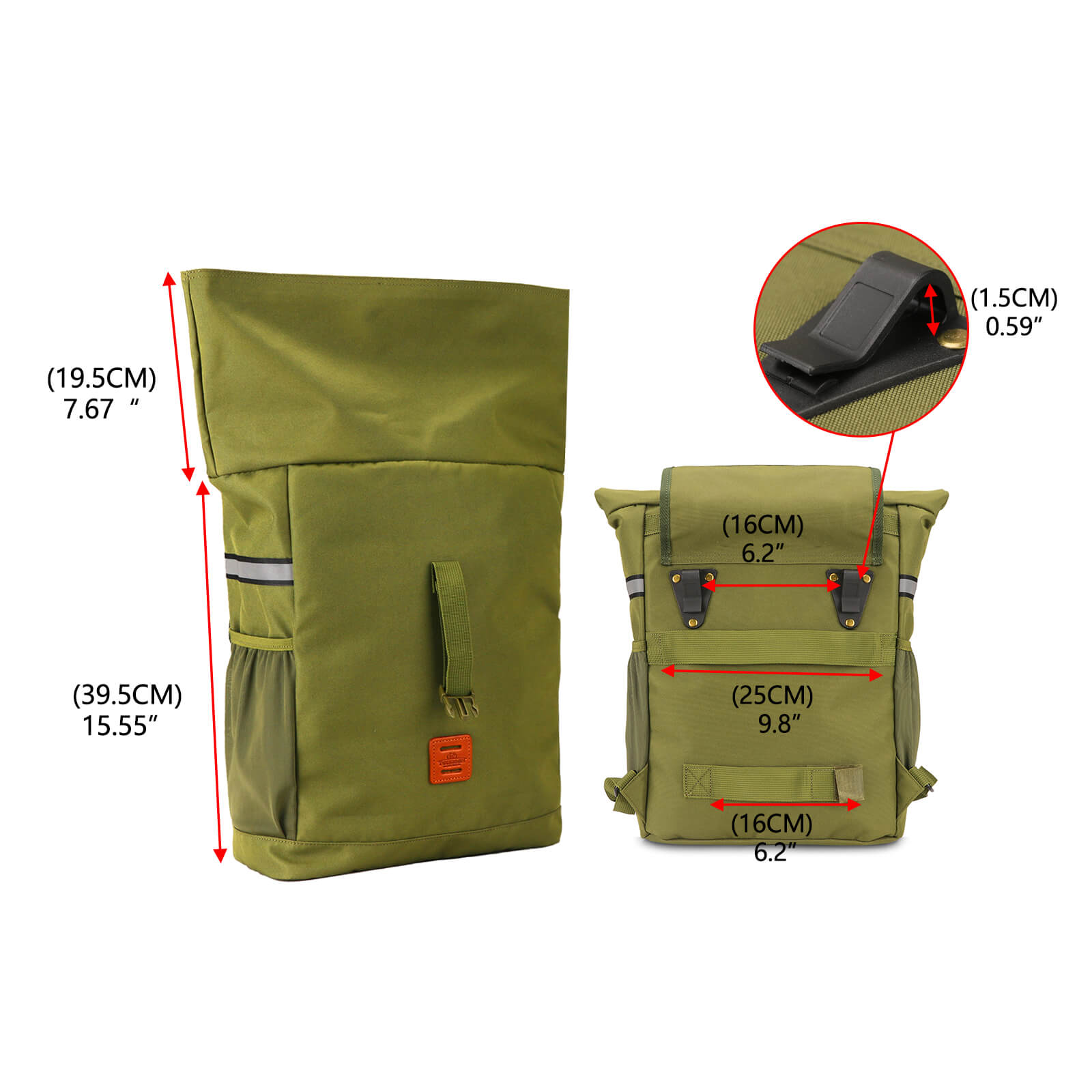 TOURBON Nylon Backpack Pannier Bike Rear Rack Bag Bicycle Saddlebag