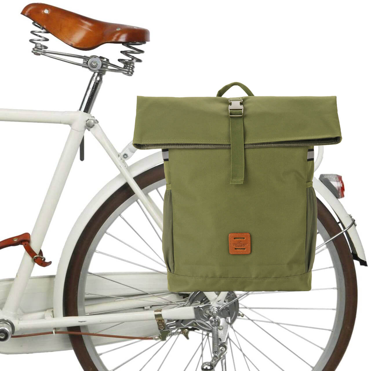 TOURBON Nylon Backpack Pannier Bike Rear Rack Bag Bicycle Saddlebag