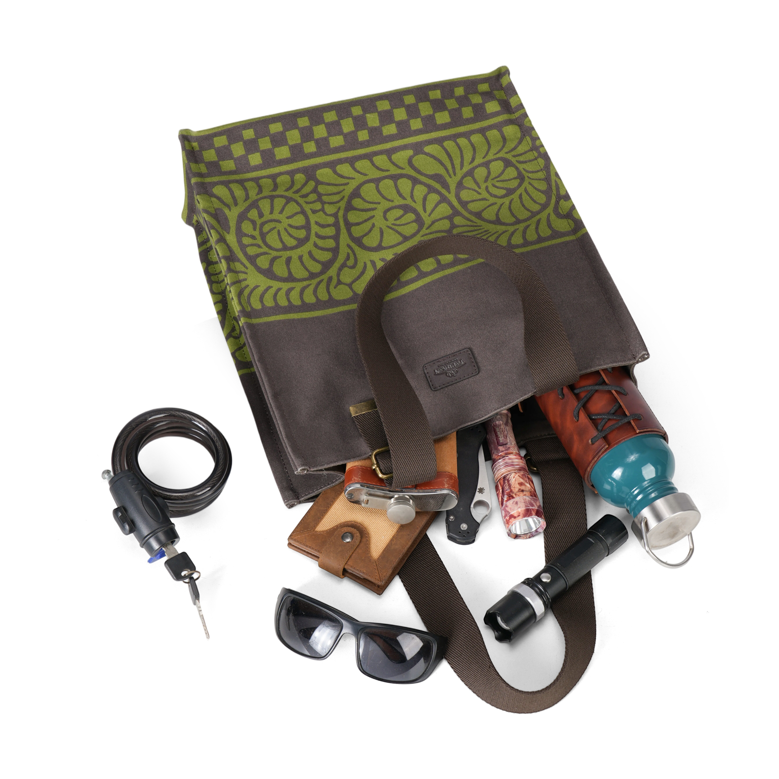 TOURBON Vintage Canvas Bike Pannier Tote Bag with Rear Rack Hooks