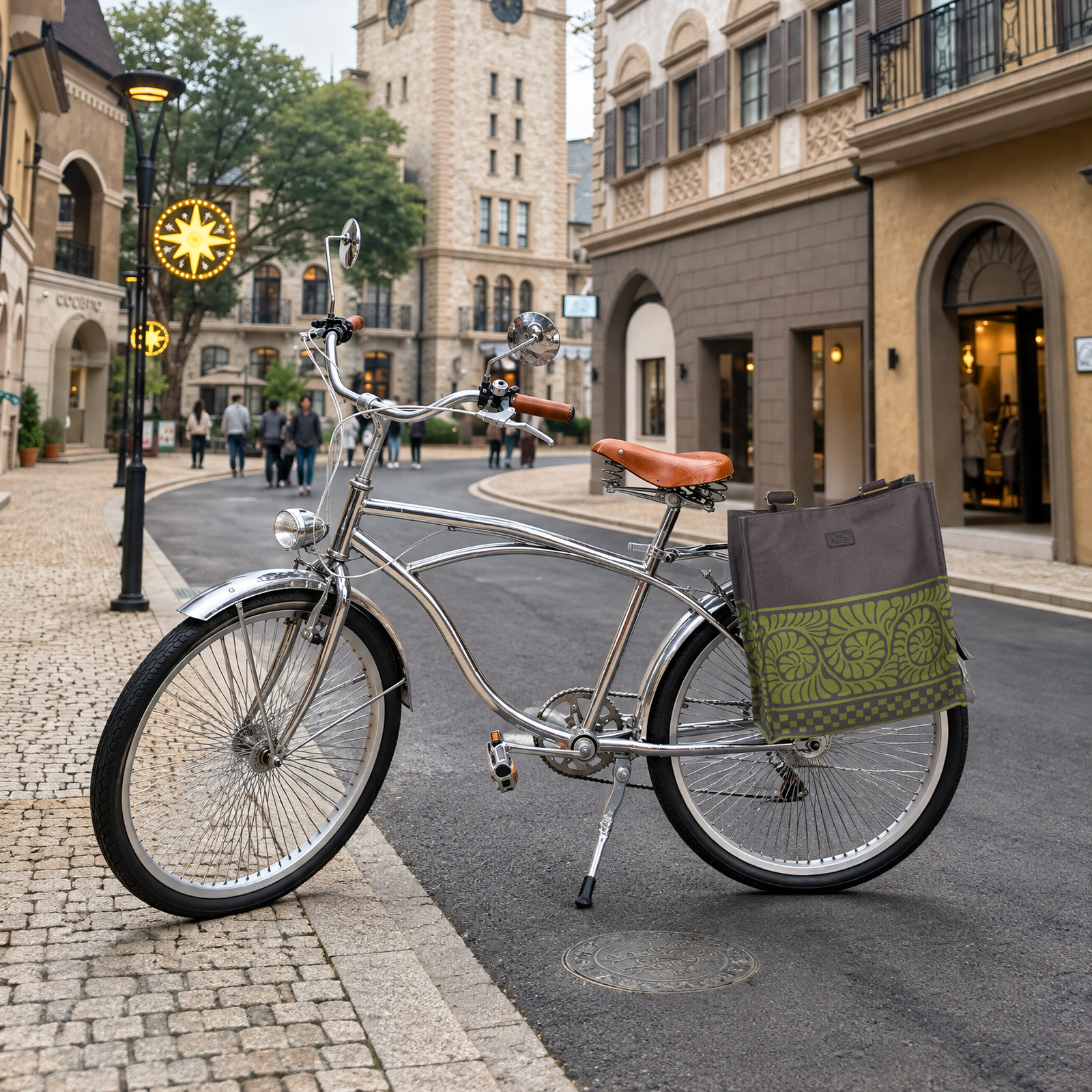 TOURBON Vintage Canvas Bike Pannier Tote Bag with Rear Rack Hooks