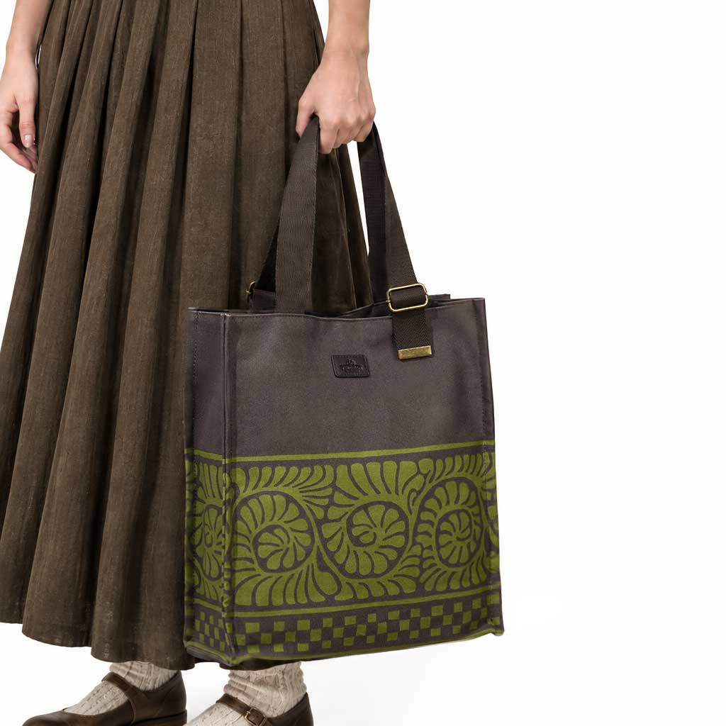TOURBON Vintage Canvas Bike Pannier Tote Bag with Rear Rack Hooks