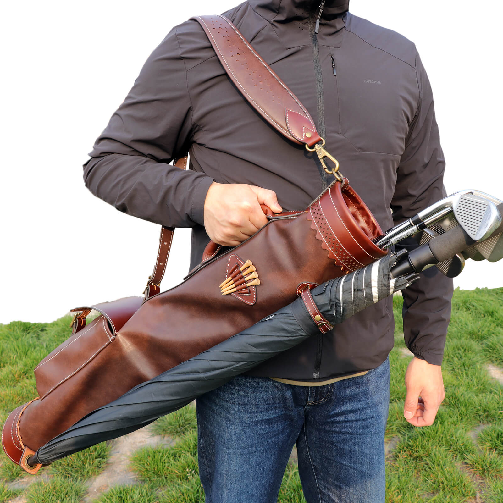 Tourbonヴィンテージ プレミアムキャンバス ゴルフクラブバッグ キャリアレザー カバー ゴルフ ガンクラブ ケース90CM 大容量 | TOURBON ヴィンテージ ゴルフ クラブケース ゴルフクラブ