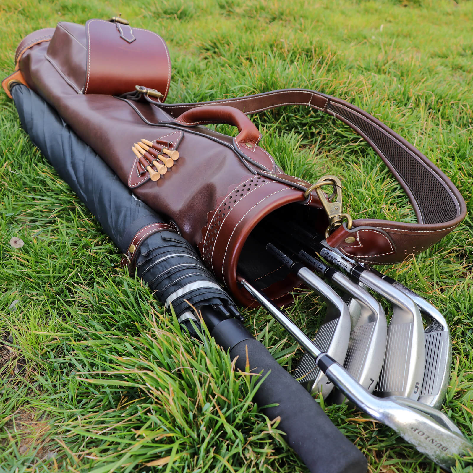 TOURBON ‎Faux Leather Lightweight Golf Club Carry Bag 