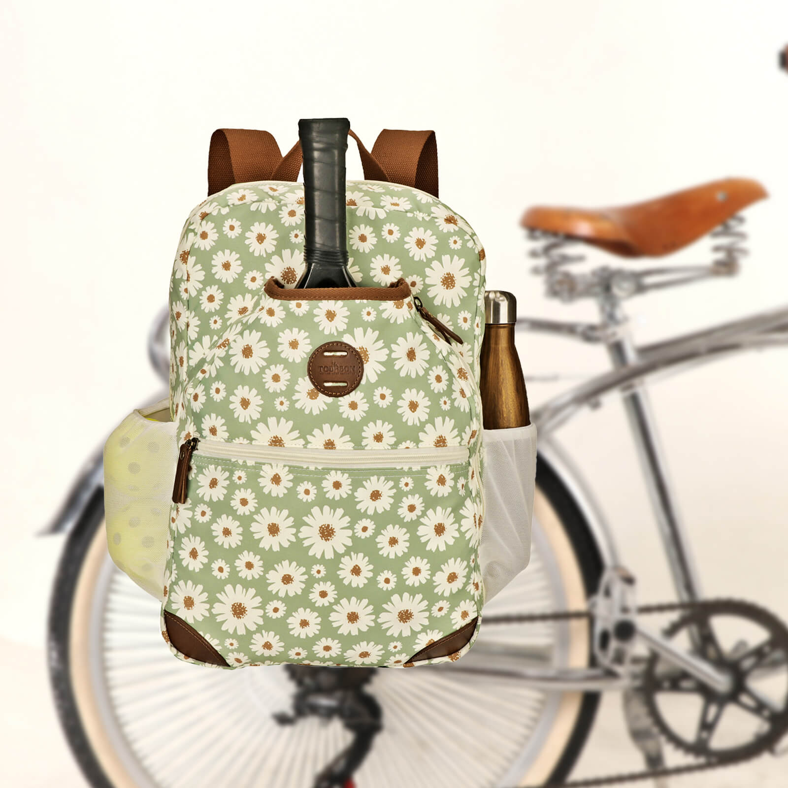 TOURBON Pickleball Paddle Backpack Clip-on Bike Pannier Rear Rack