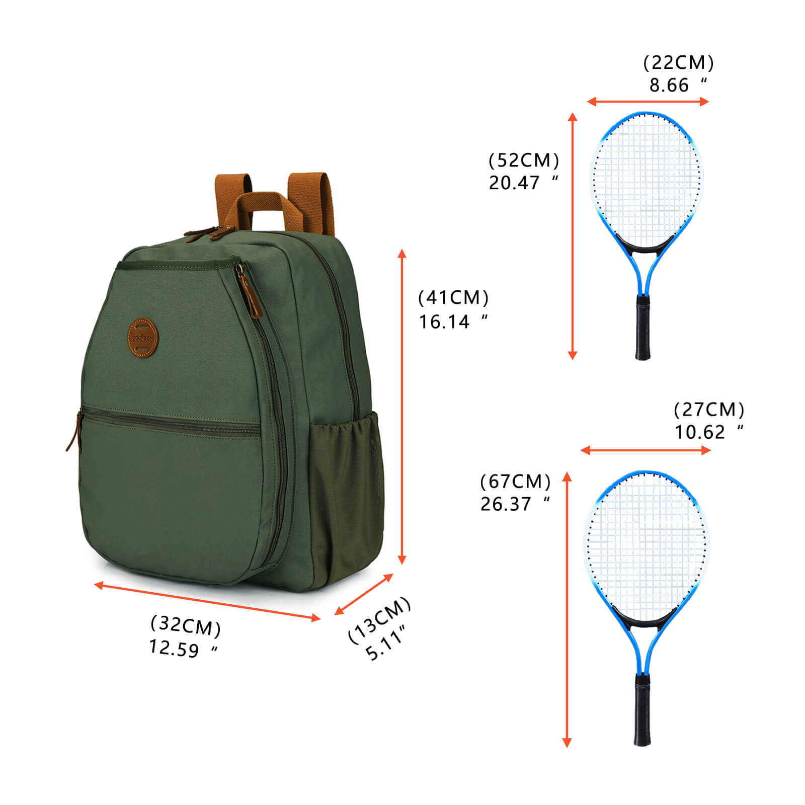 TOURBON Tennis Backpack Clip-on Bike Pannier Rear Rack